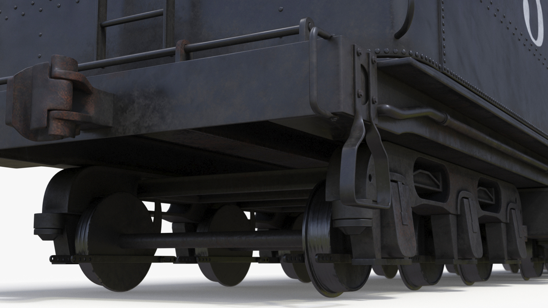 Vintage Steam Locomotive and Tender Rigged 3D