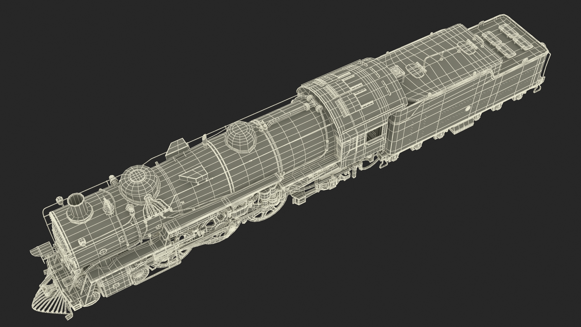 Vintage Steam Locomotive and Tender Rigged 3D