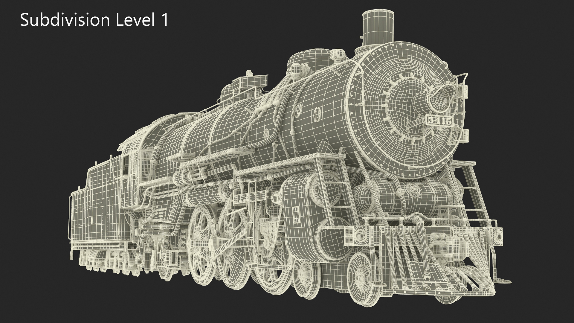 Vintage Steam Locomotive and Tender Rigged 3D