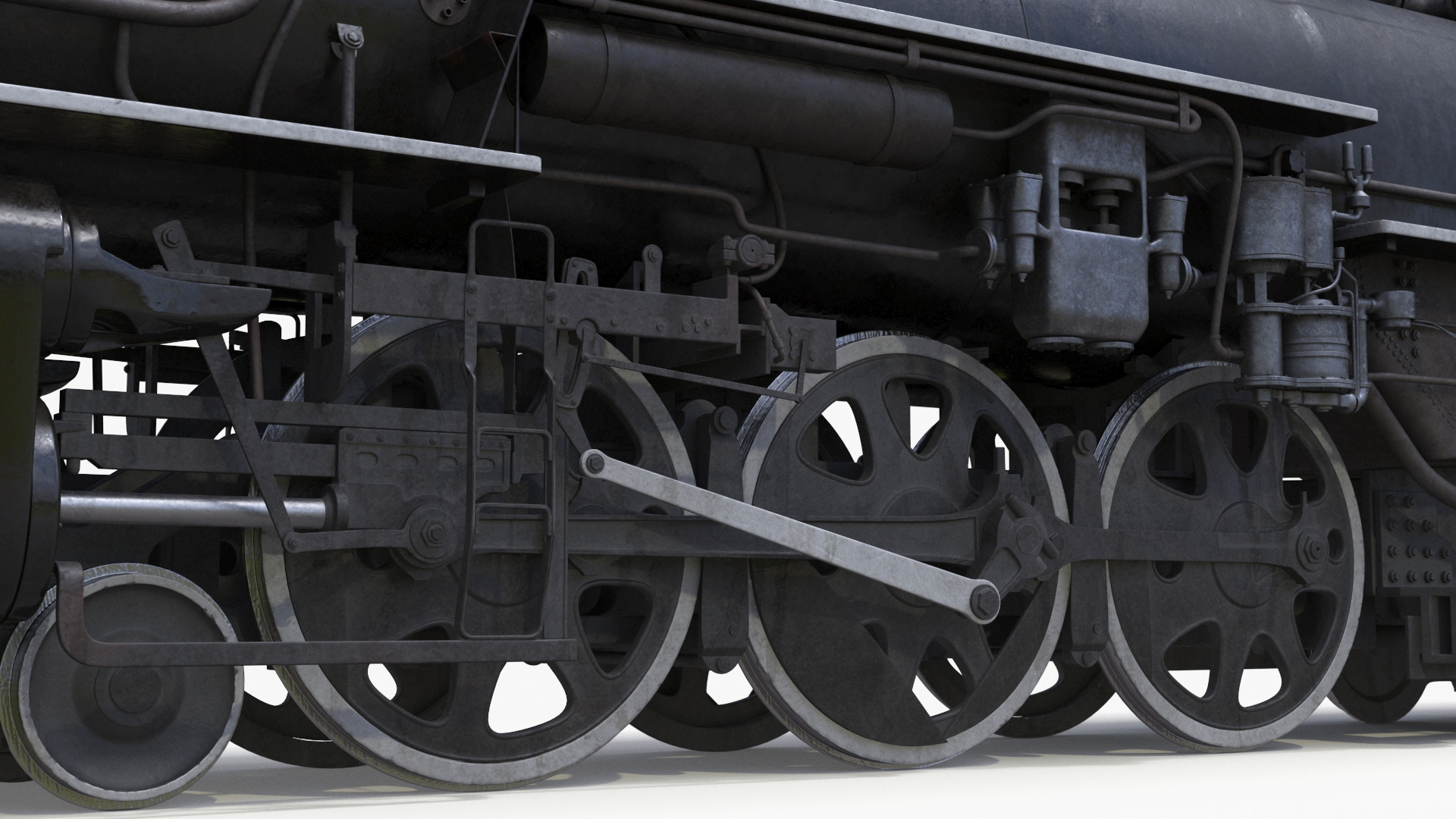 Vintage Steam Locomotive and Tender Rigged 3D