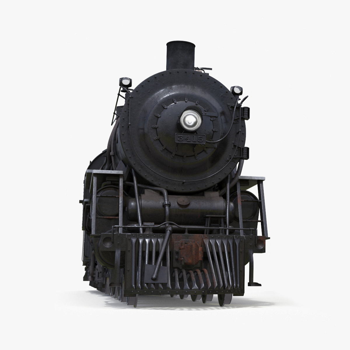 Vintage Steam Locomotive and Tender Rigged 3D
