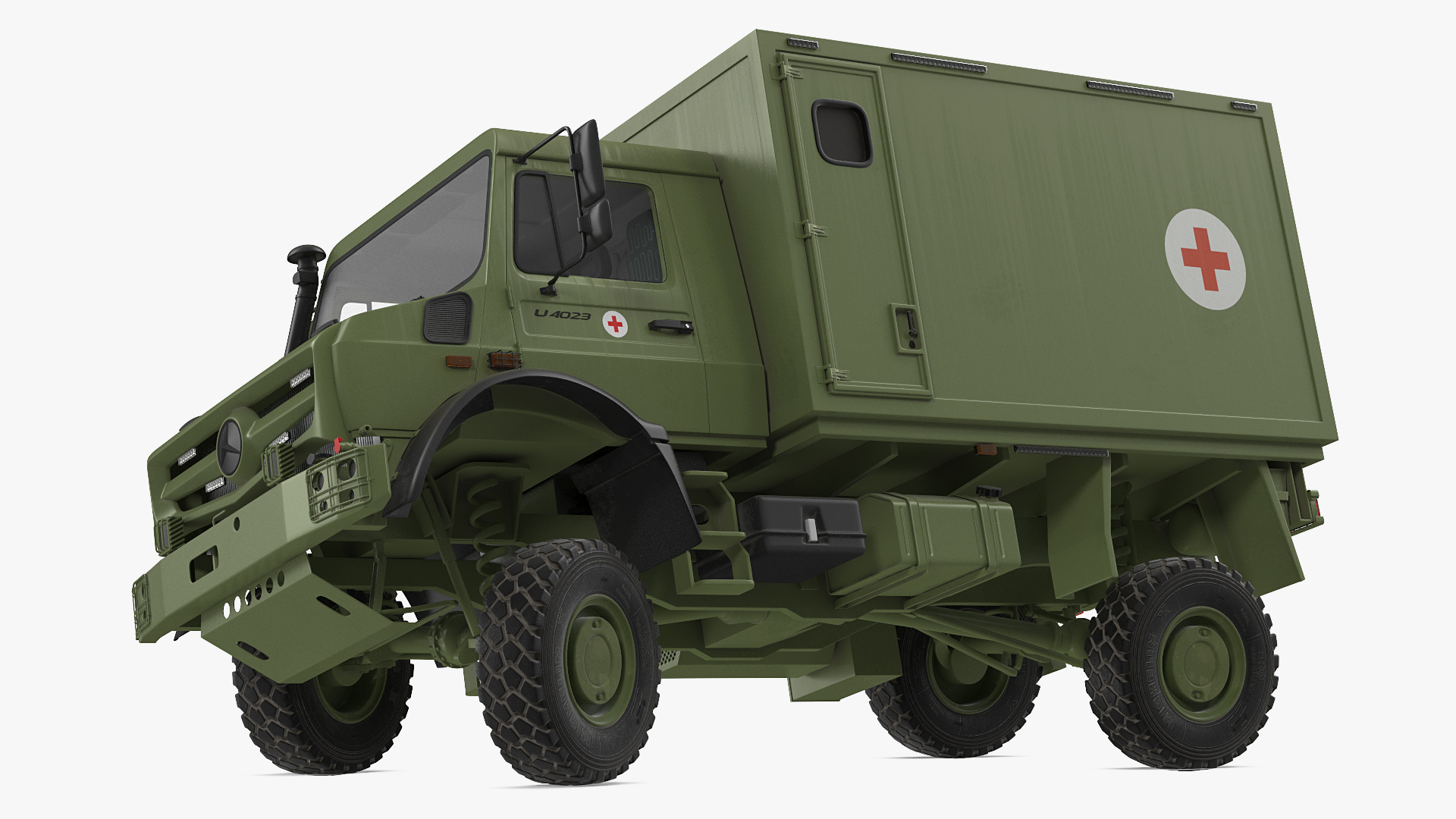 3D model Mercedes Unimog 4023 Ambulance Vehicle Rigged