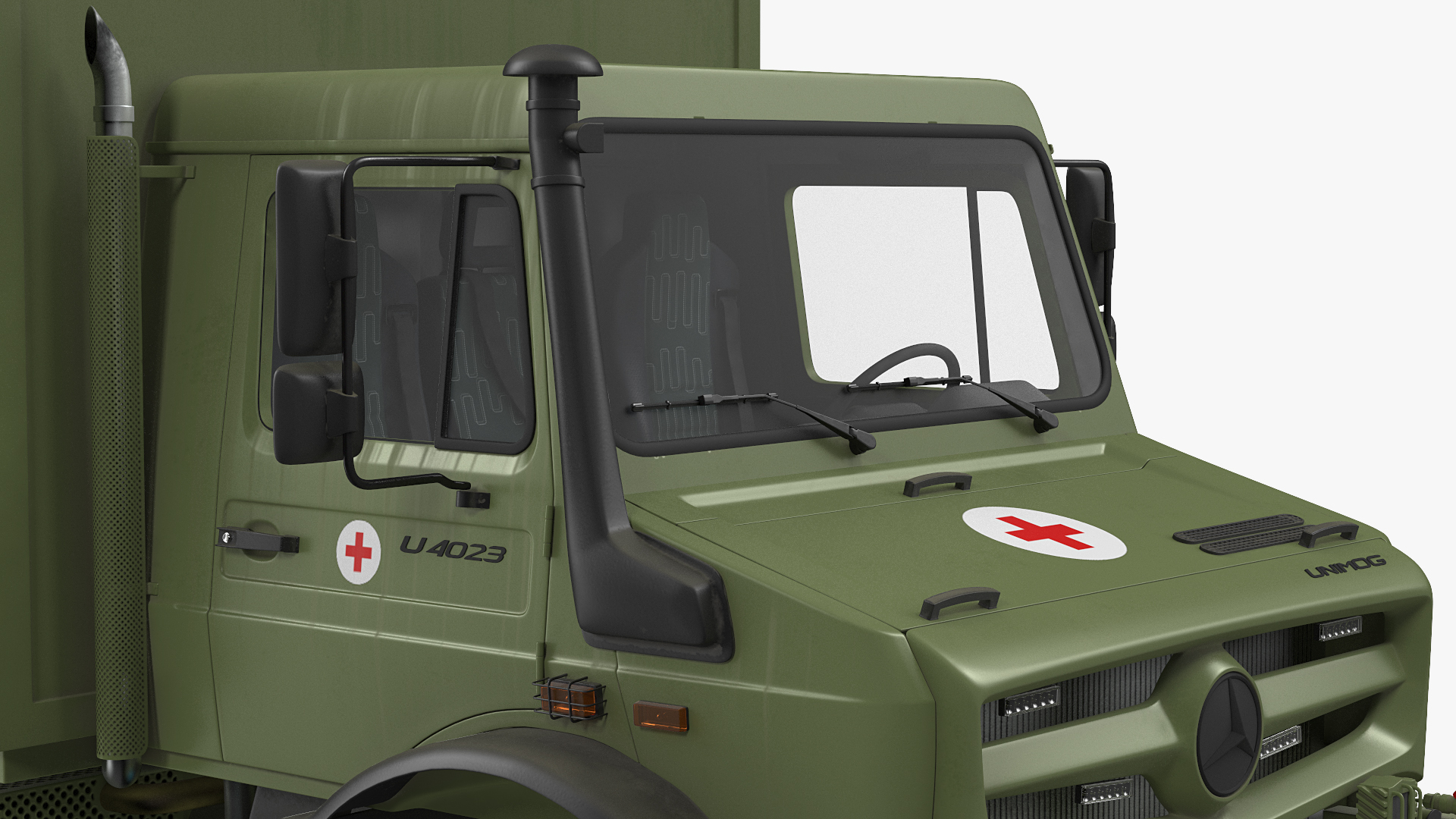 3D model Mercedes Unimog 4023 Ambulance Vehicle Rigged