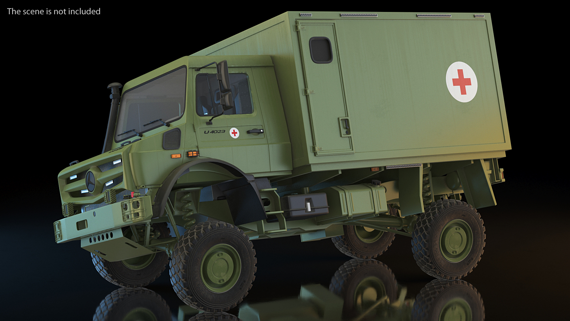 3D model Mercedes Unimog 4023 Ambulance Vehicle Rigged