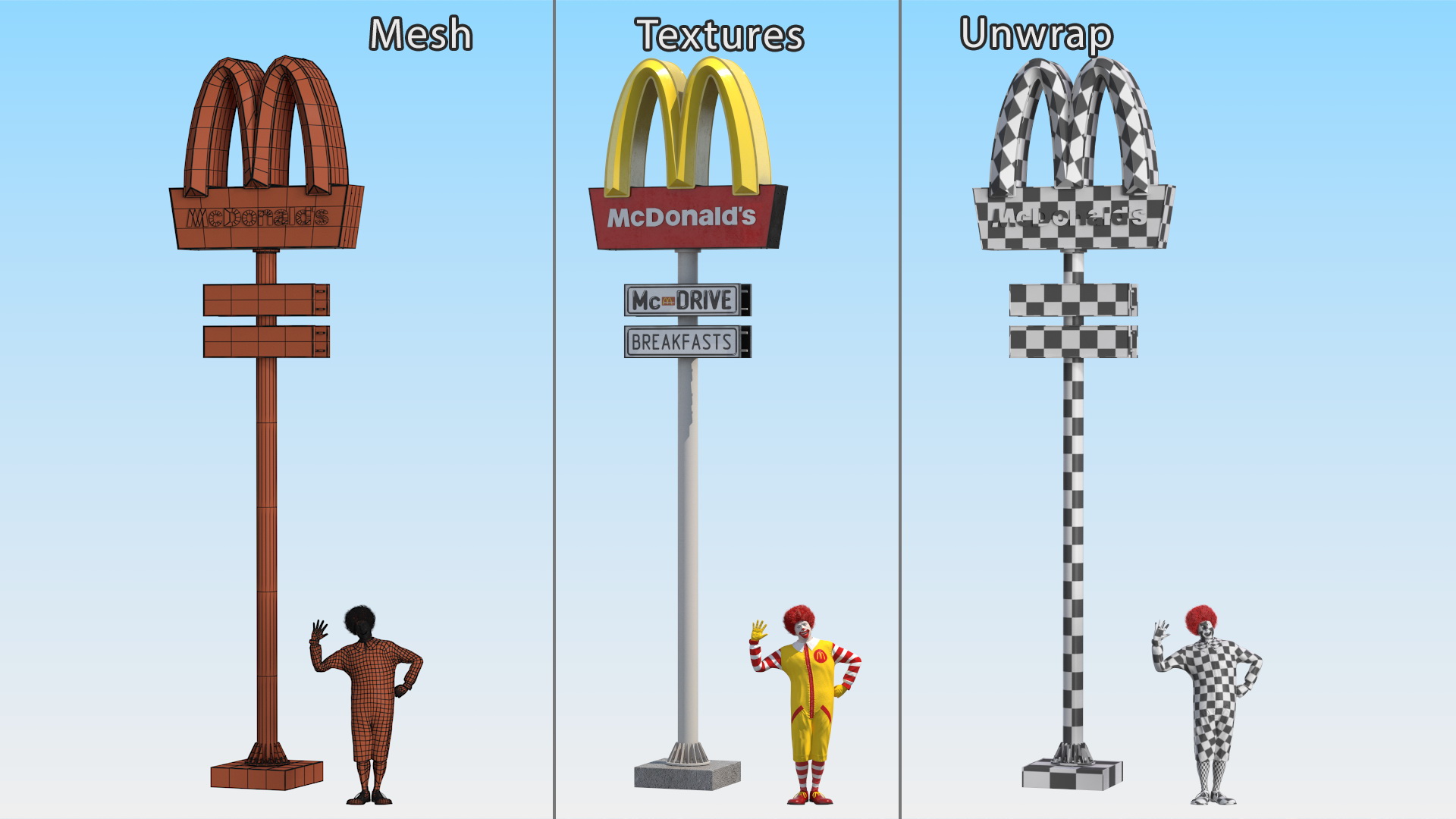 McDonalds Clown and McDonalds Pylon Fur 3D model