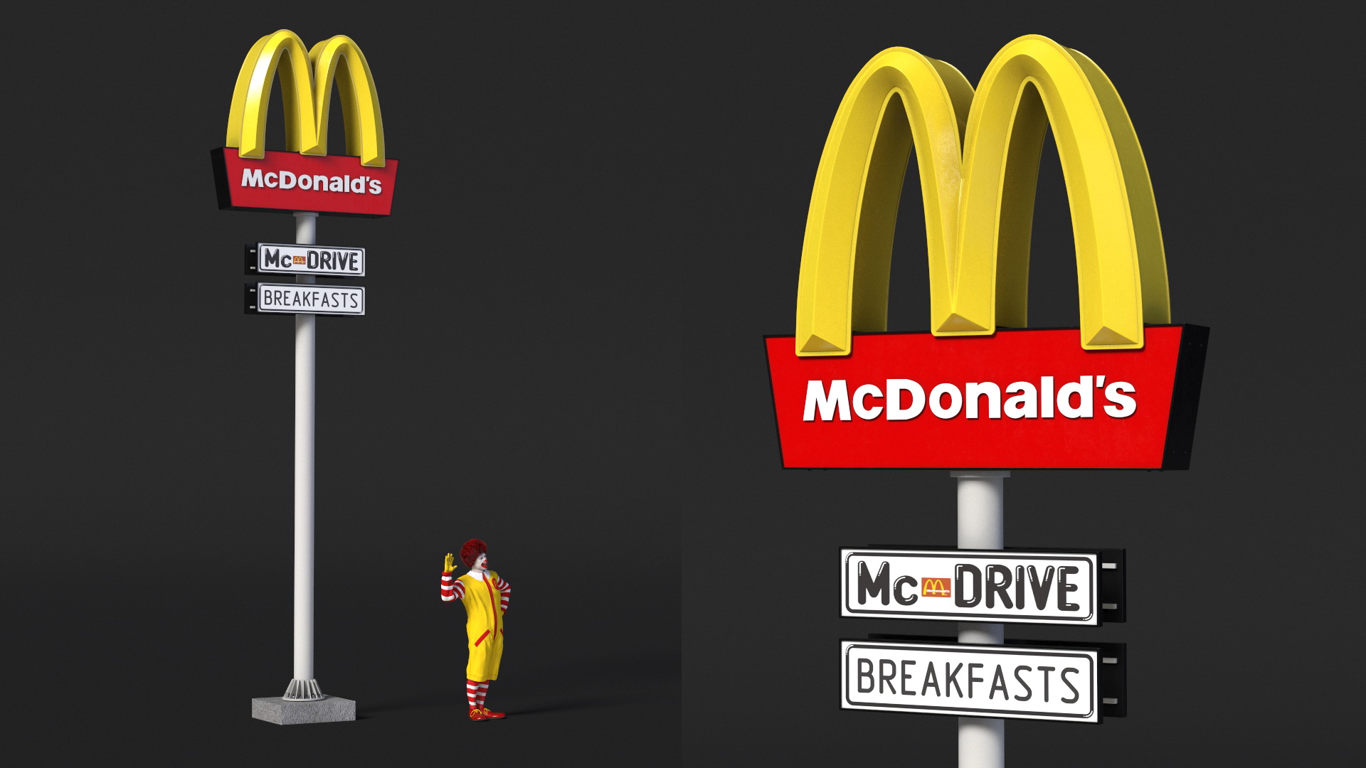 McDonalds Clown and McDonalds Pylon Fur 3D model