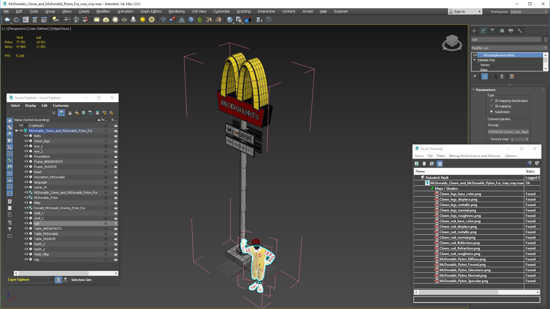 McDonalds Clown and McDonalds Pylon Fur 3D model