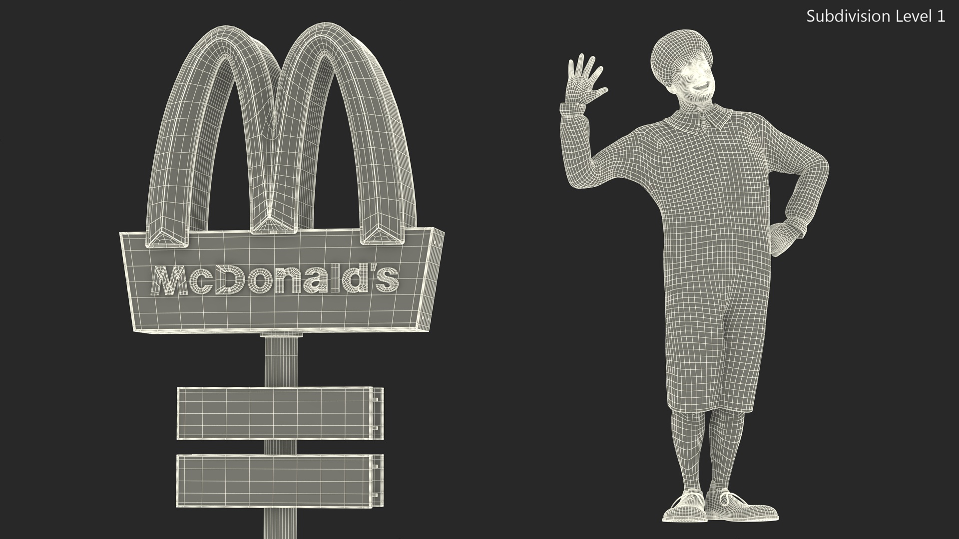 McDonalds Clown and McDonalds Pylon Fur 3D model