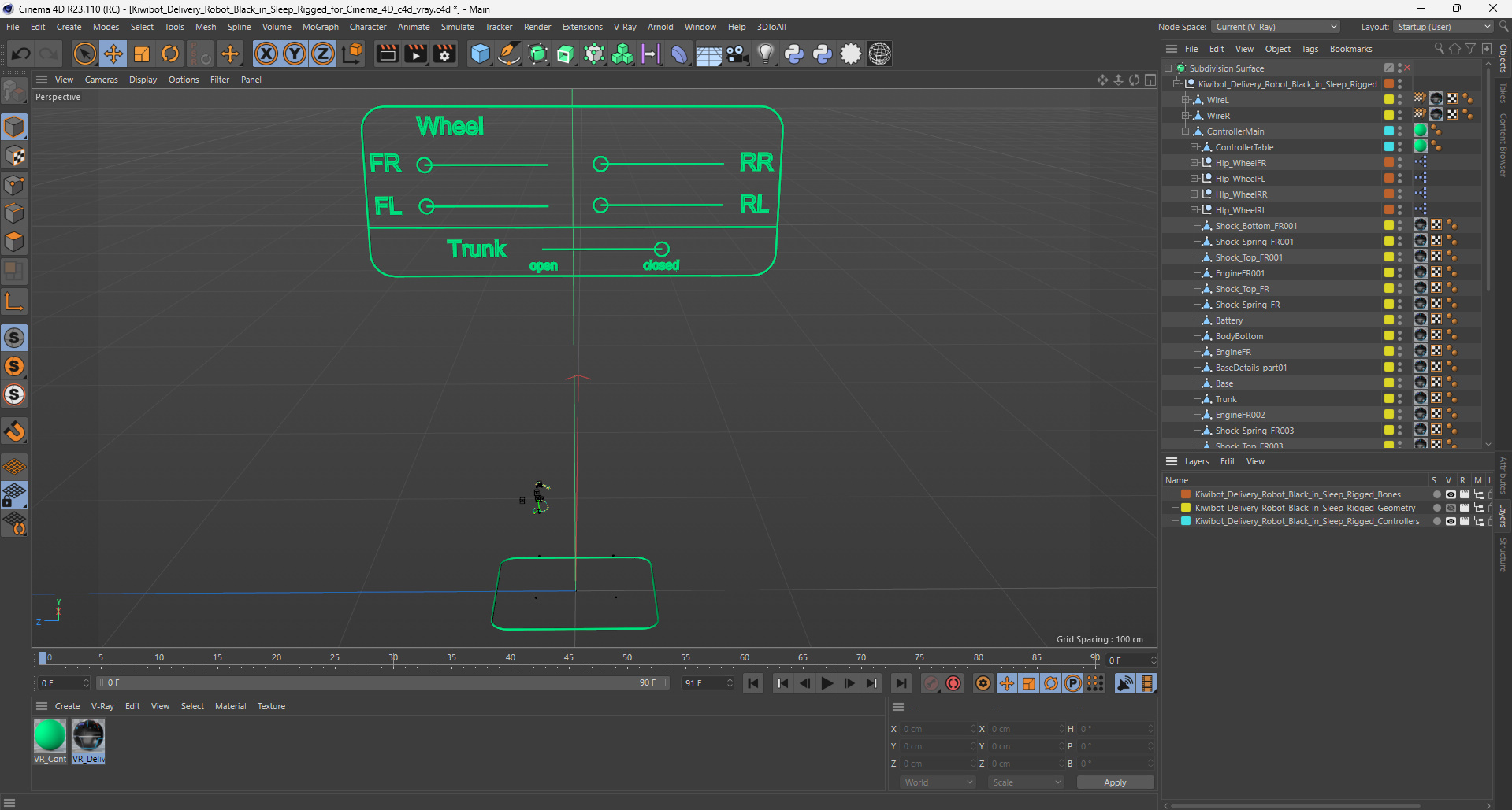 3D Kiwibot Delivery Robot Black in Sleep Rigged for Cinema 4D model