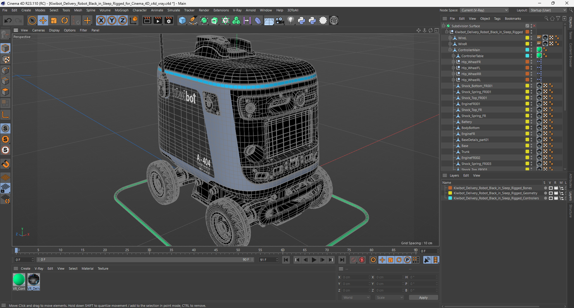 3D Kiwibot Delivery Robot Black in Sleep Rigged for Cinema 4D model