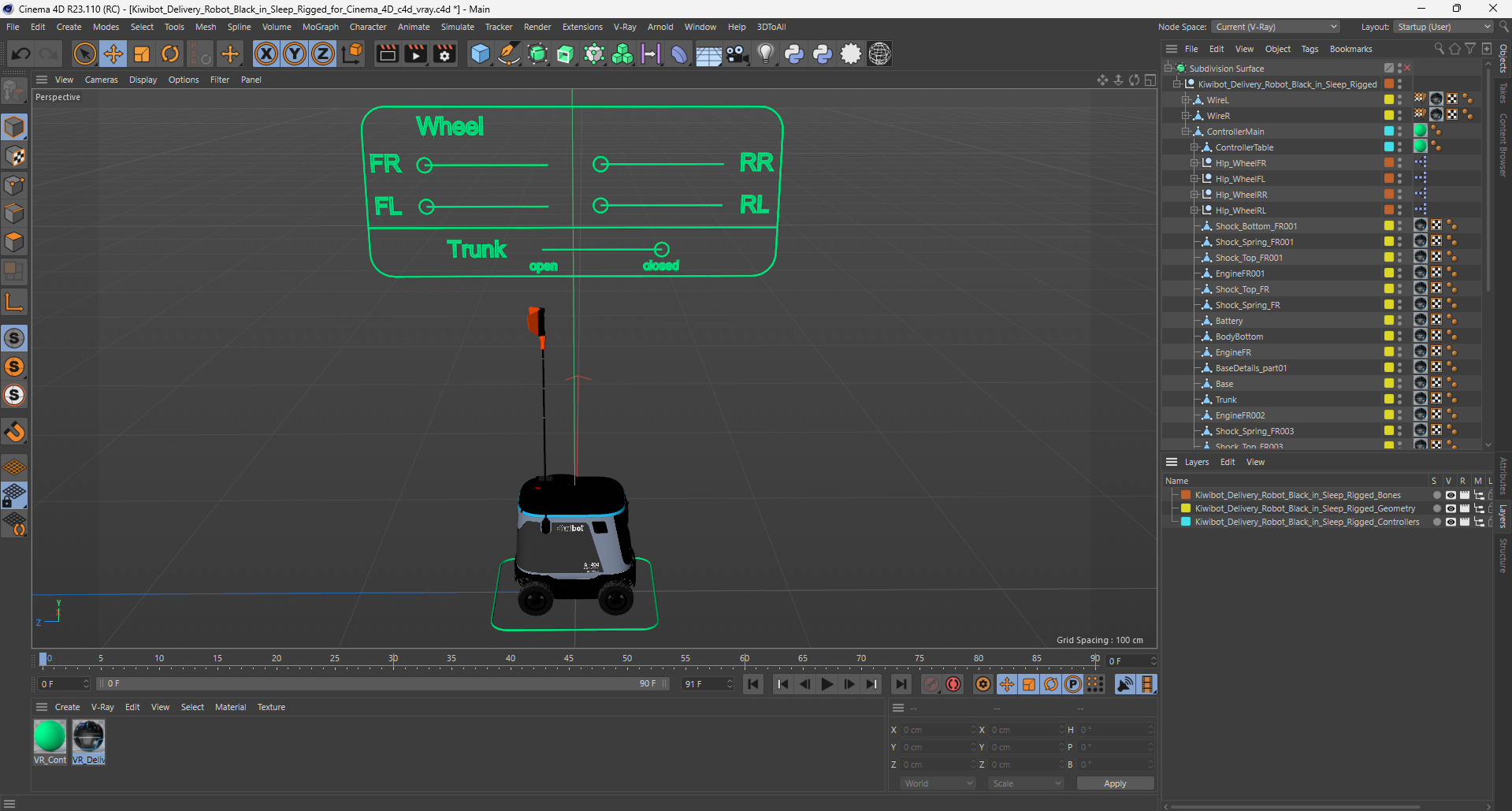 3D Kiwibot Delivery Robot Black in Sleep Rigged for Cinema 4D model