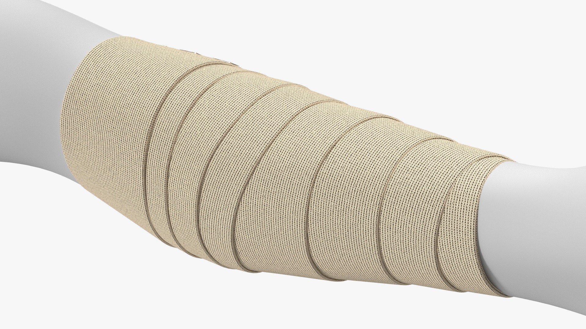3D model Elastic Bandage Beige with Clamps Wrapped Around Leg on Mannequin