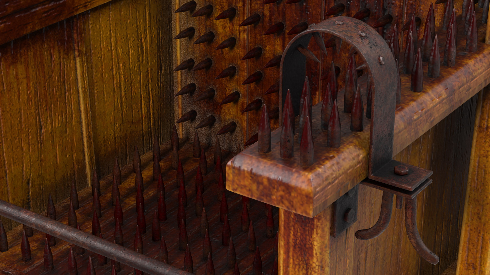 3D Medieval Spiked Torture Chair with Bloodstains