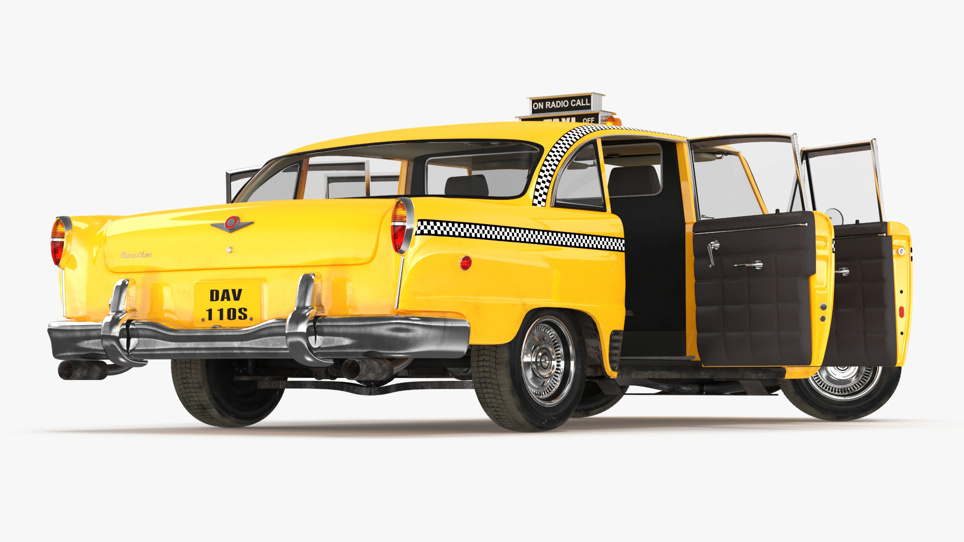 3D Classic Checker Taxi Cab Rigged