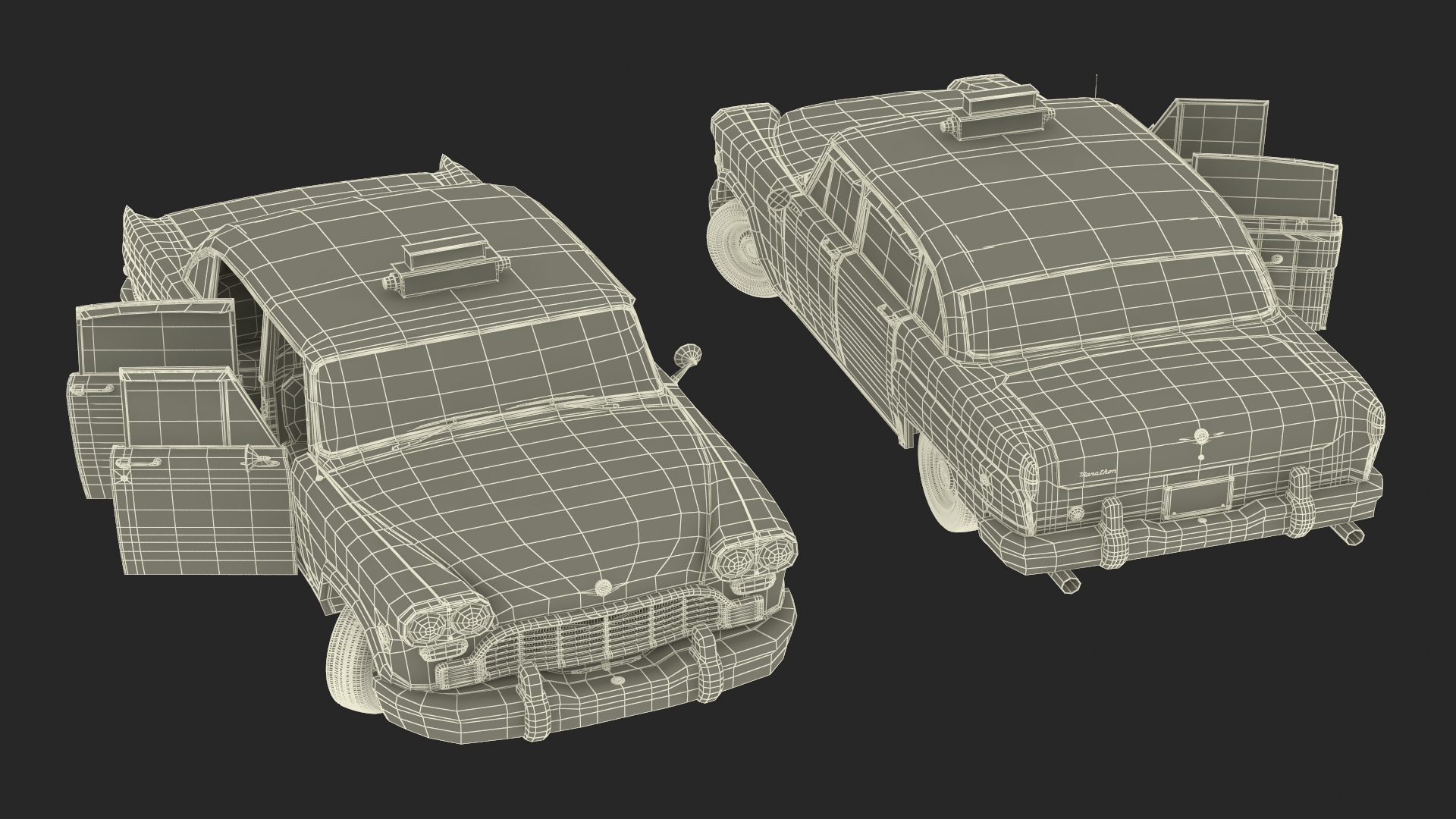 3D Classic Checker Taxi Cab Rigged