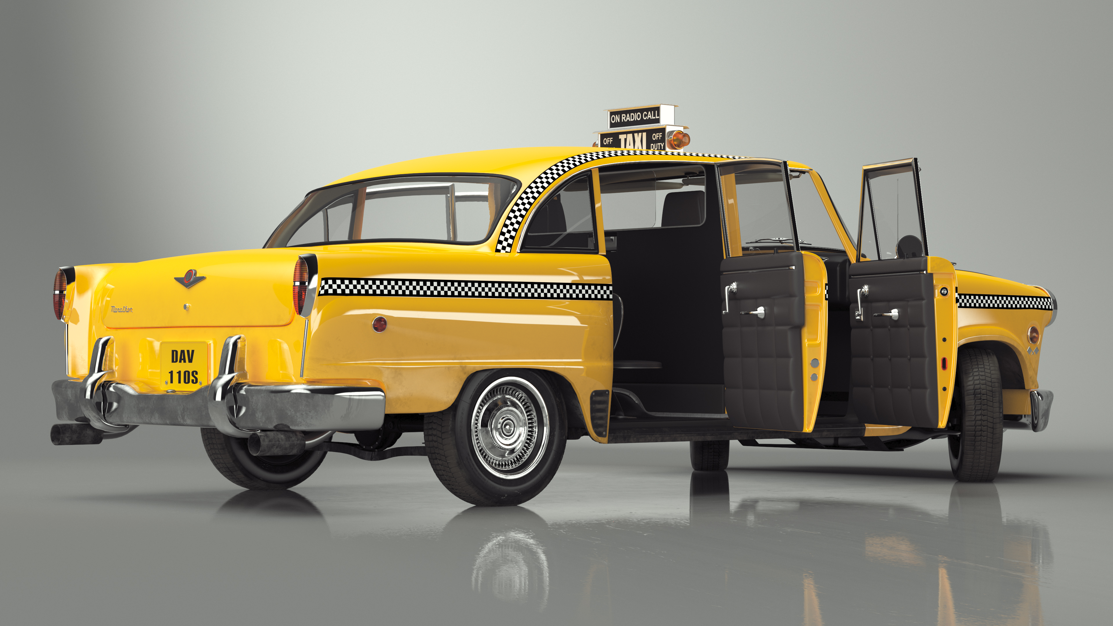 3D Classic Checker Taxi Cab Rigged