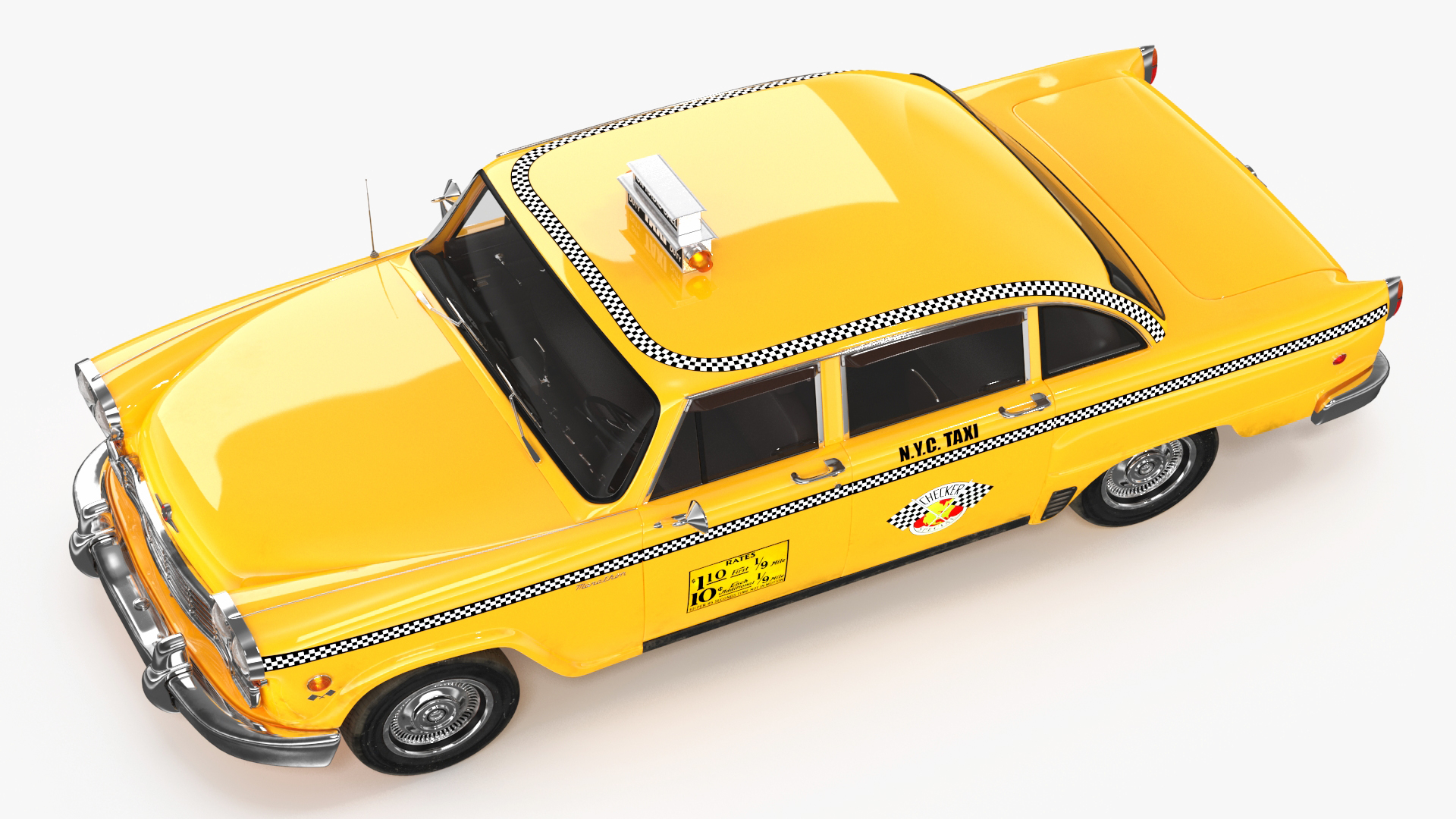 3D Classic Checker Taxi Cab Rigged