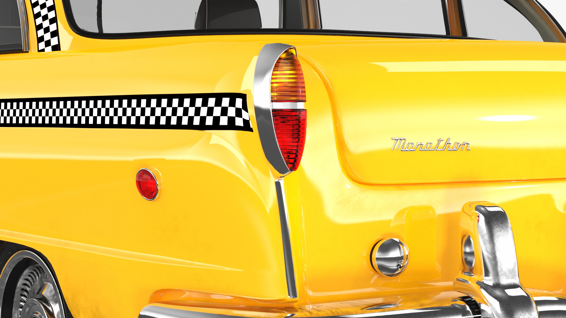 3D Classic Checker Taxi Cab Rigged
