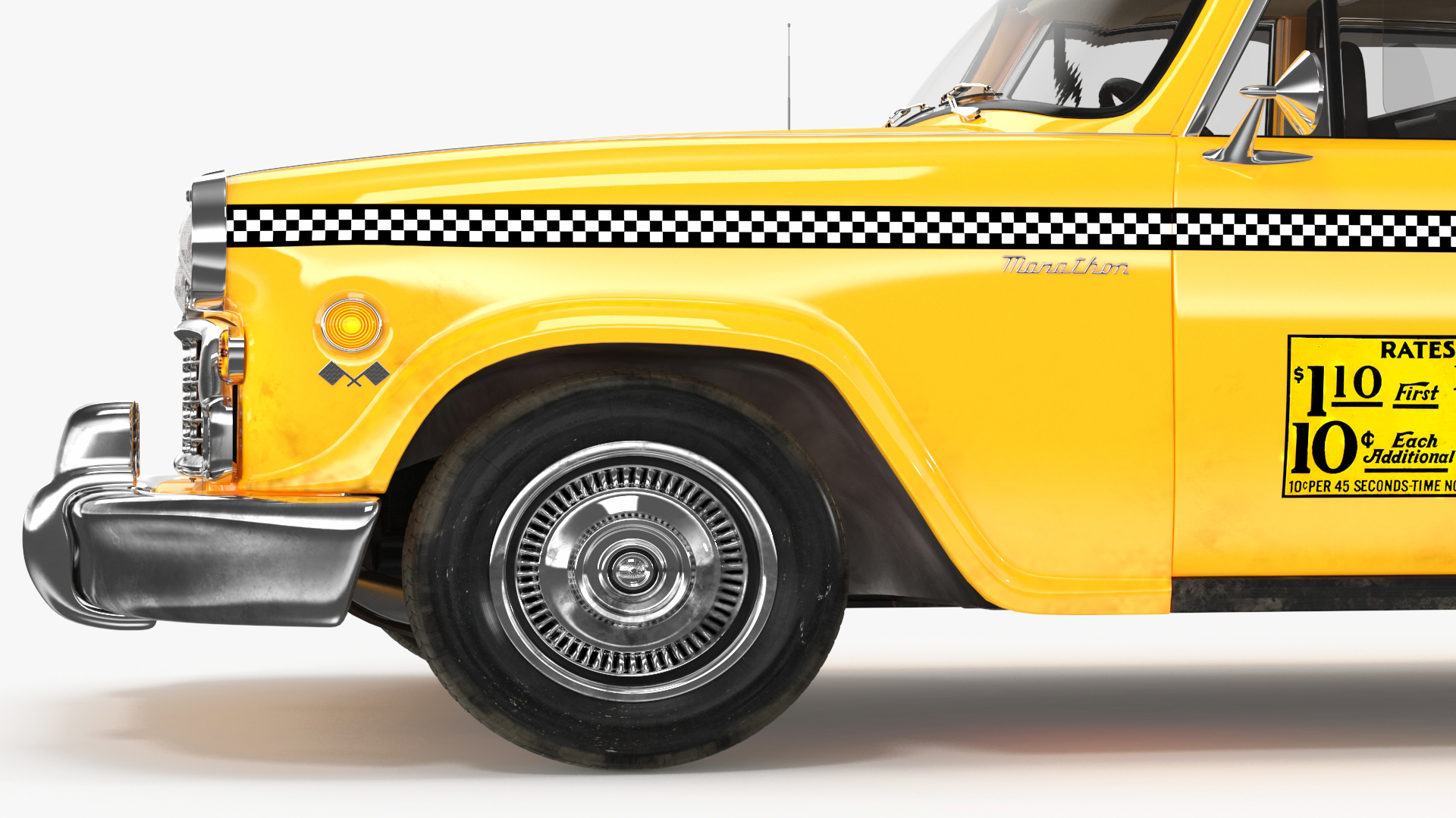3D Classic Checker Taxi Cab Rigged