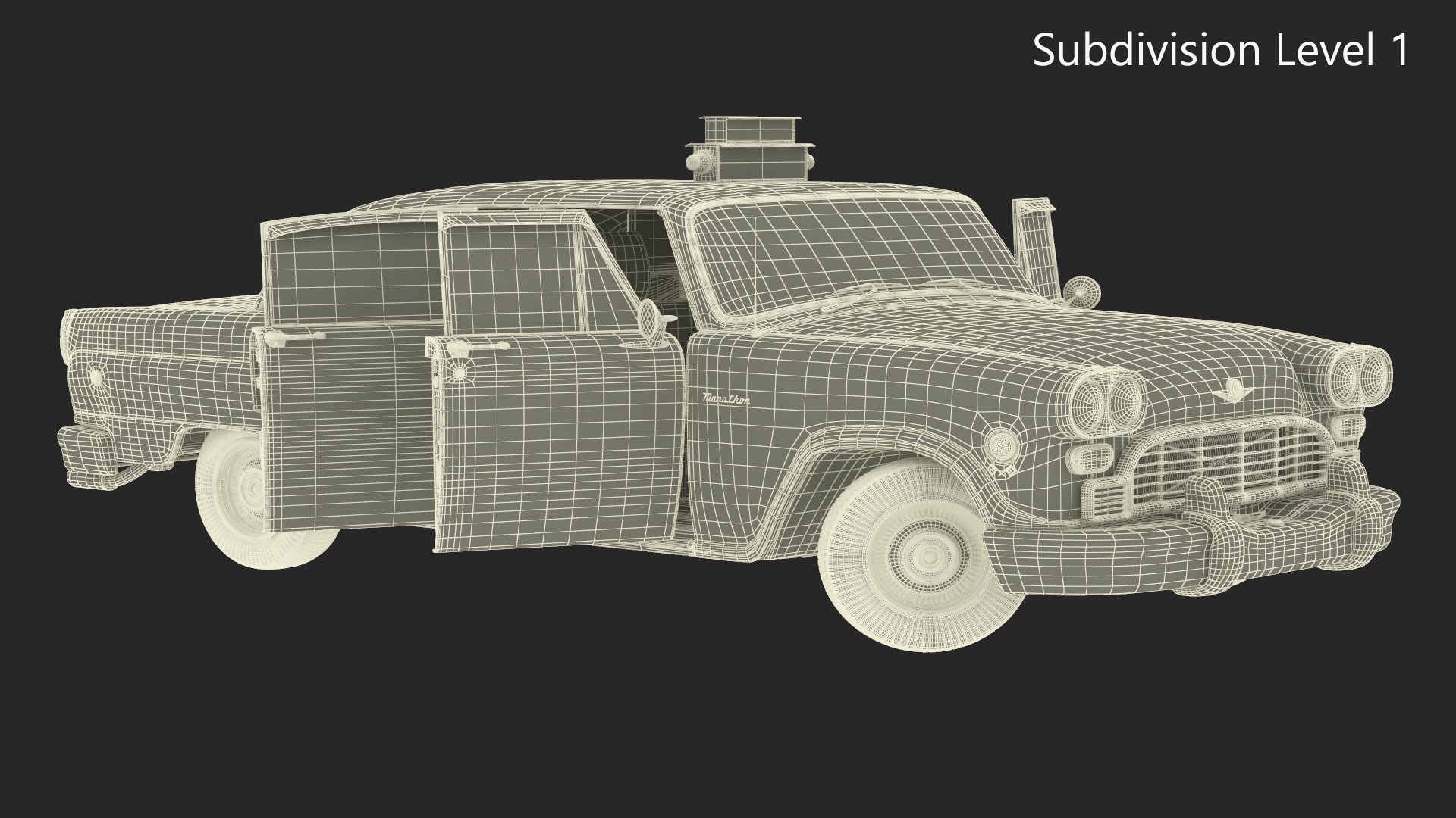 3D Classic Checker Taxi Cab Rigged