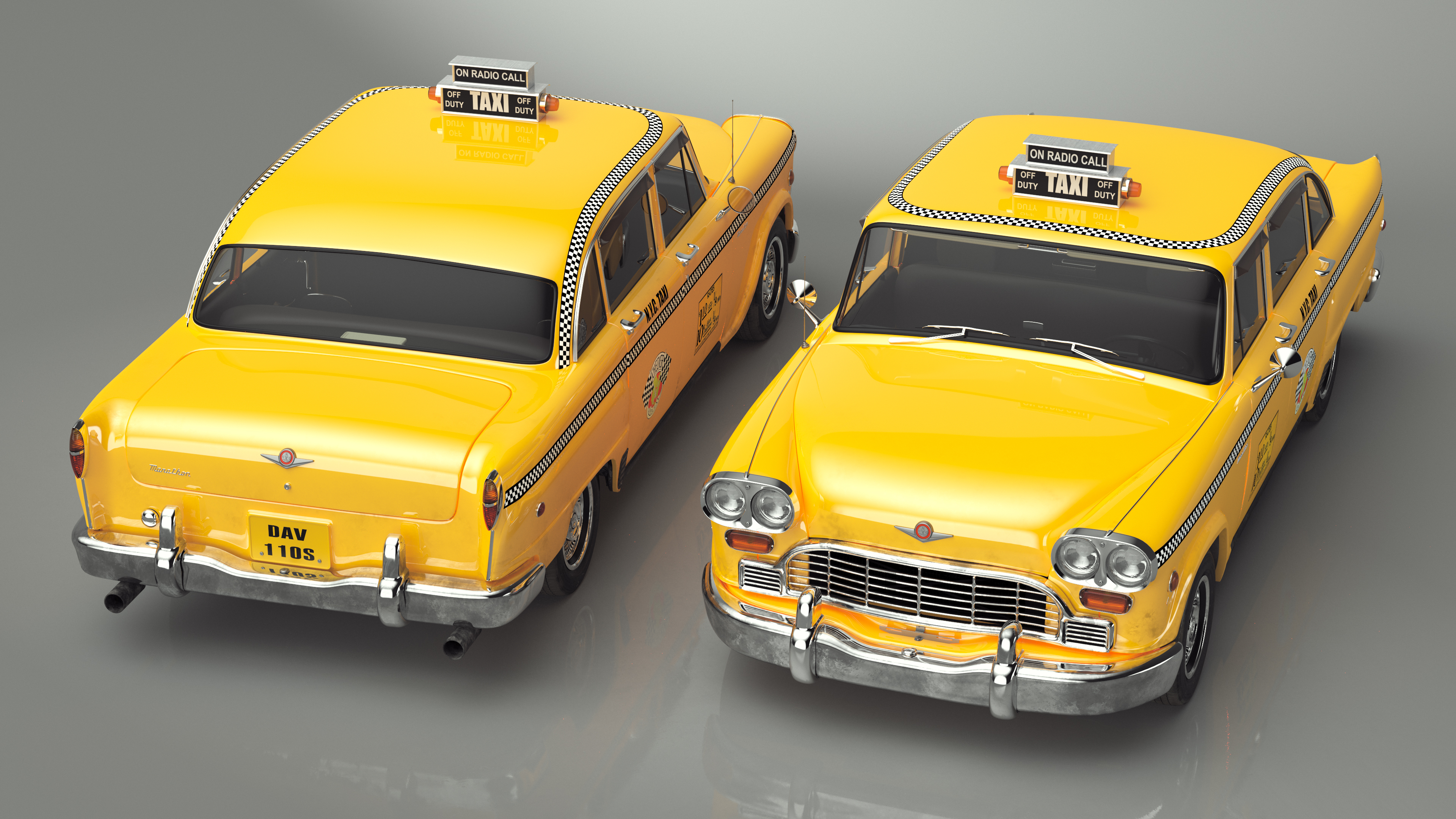 3D Classic Checker Taxi Cab Rigged