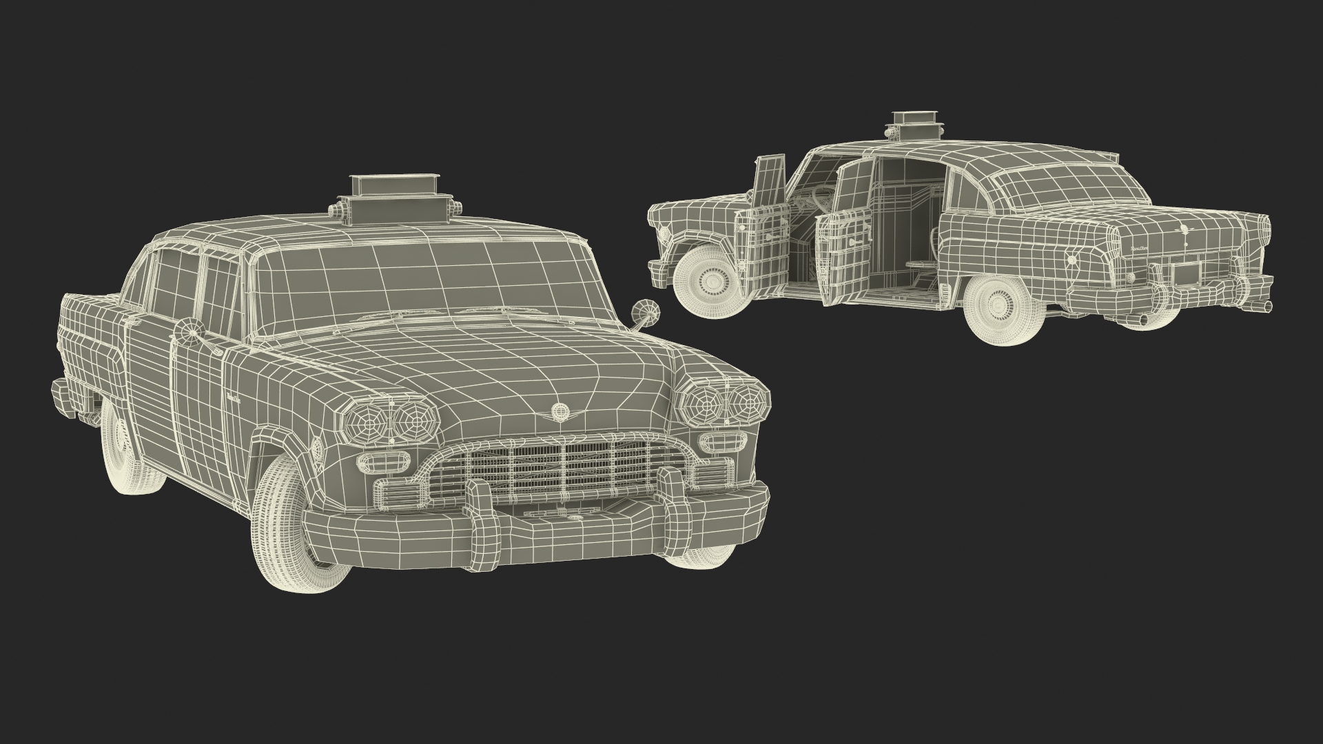 3D Classic Checker Taxi Cab Rigged