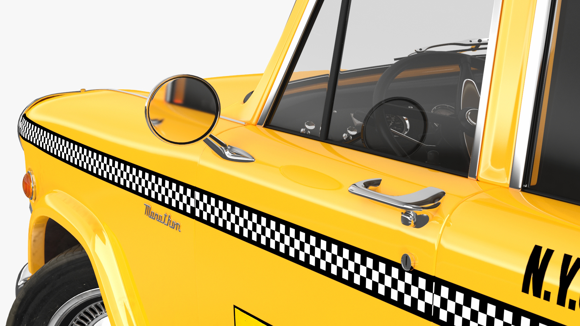 3D Classic Checker Taxi Cab Rigged