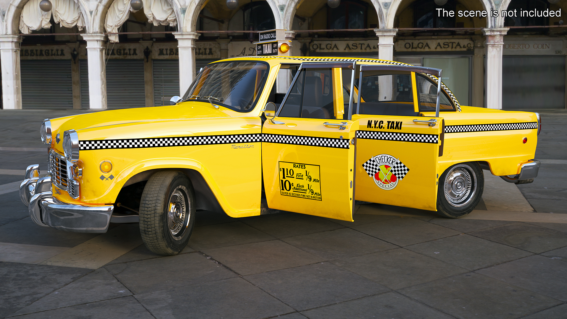 3D Classic Checker Taxi Cab Rigged