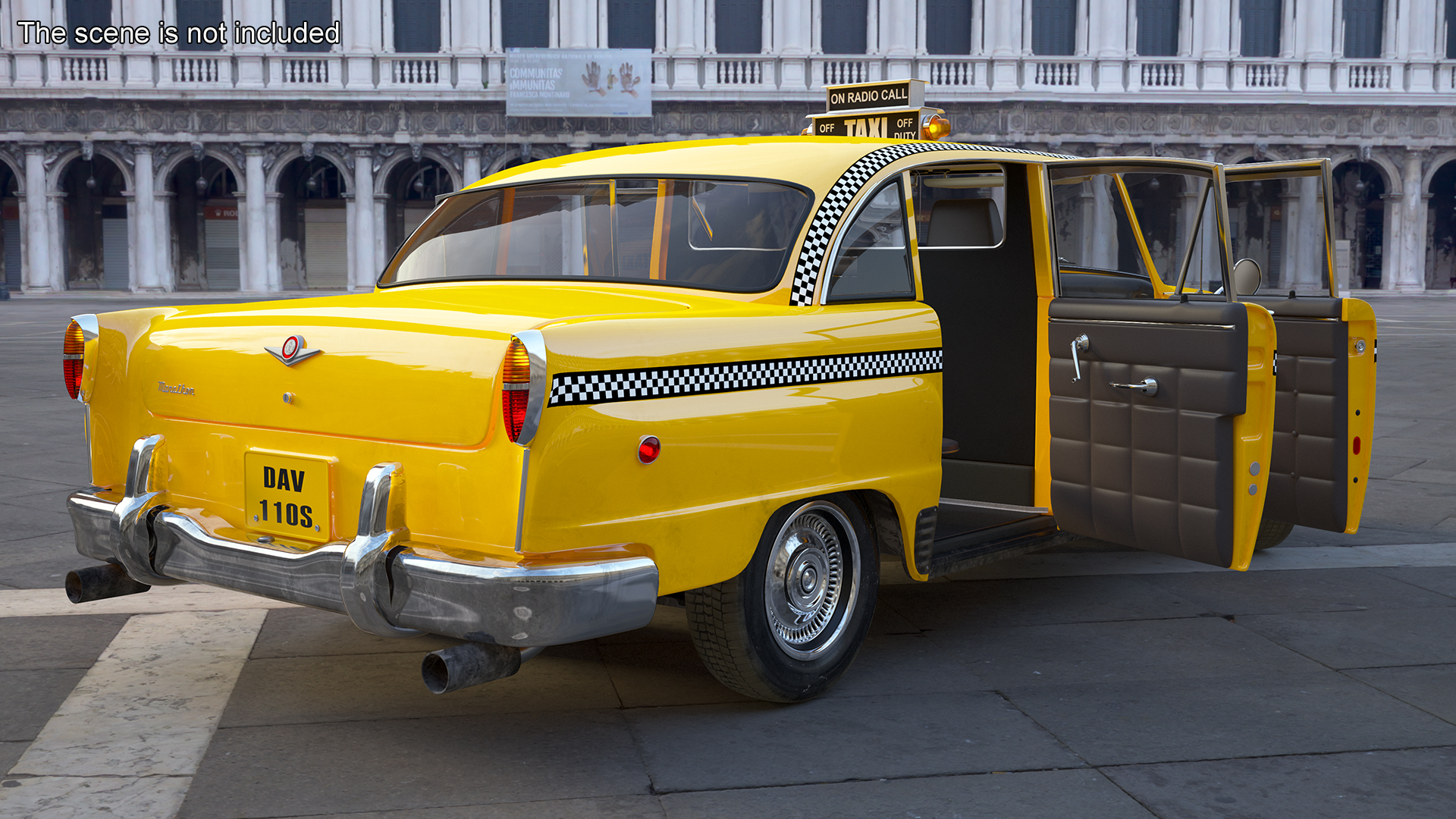 3D Classic Checker Taxi Cab Rigged