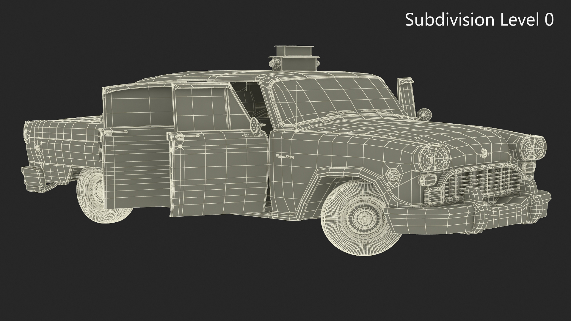 3D Classic Checker Taxi Cab Rigged