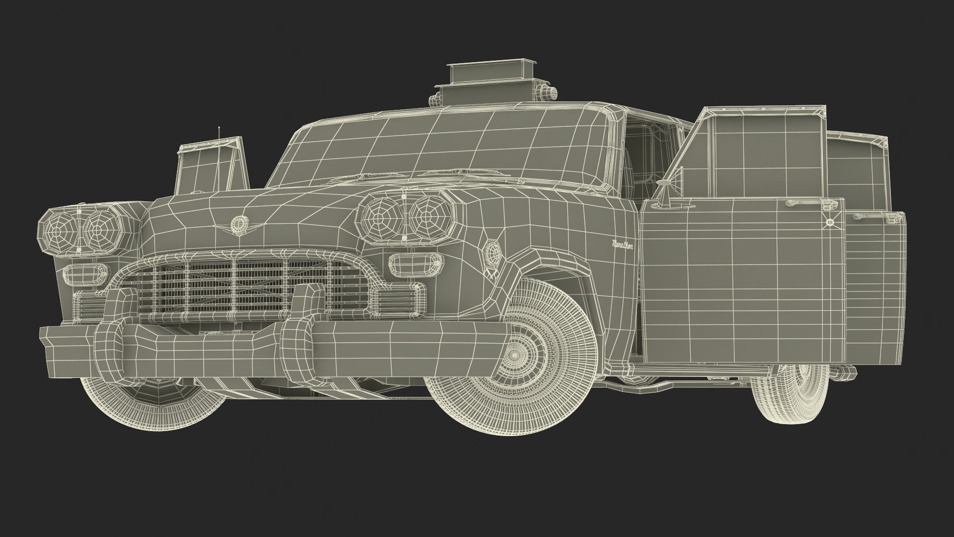 3D Classic Checker Taxi Cab Rigged