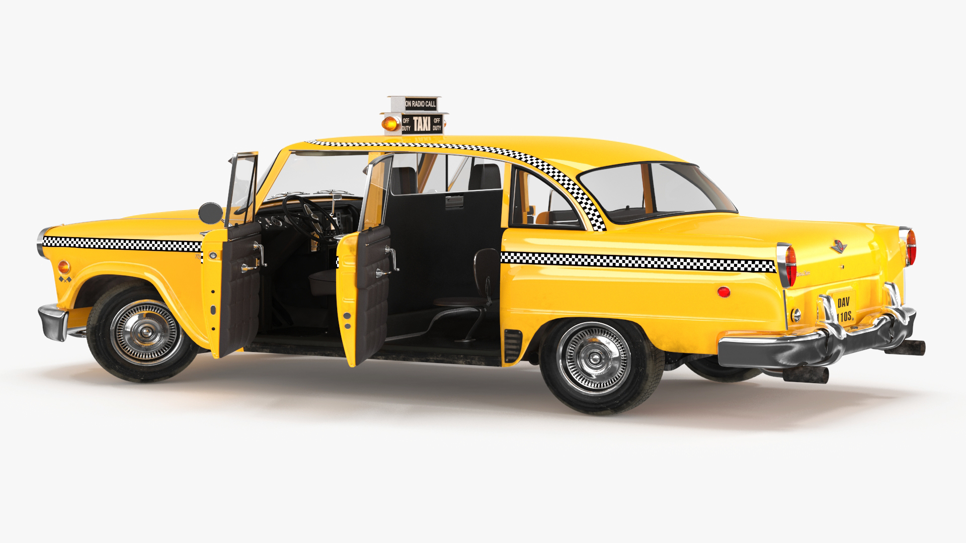 3D Classic Checker Taxi Cab Rigged