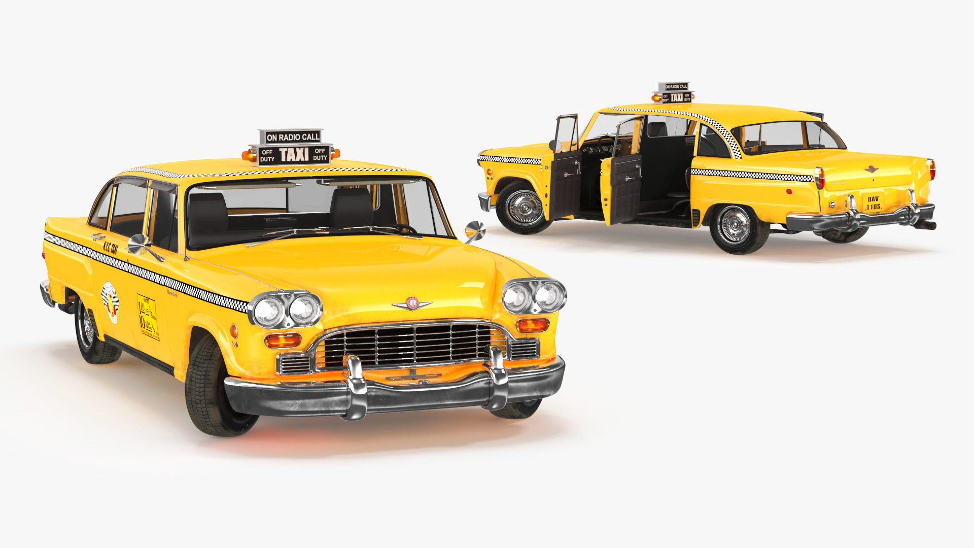 3D Classic Checker Taxi Cab Rigged