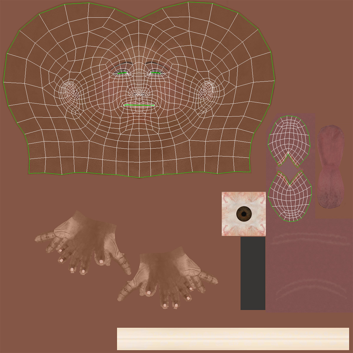 3D African American Female Soldier Head