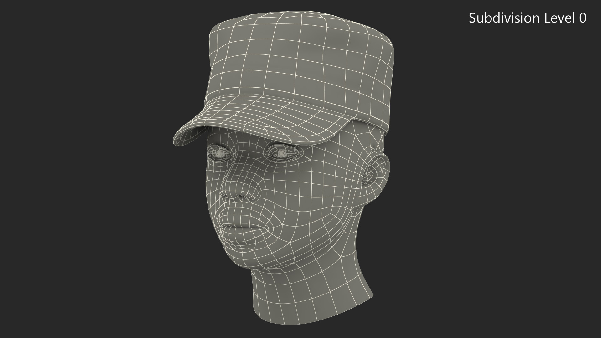 3D African American Female Soldier Head