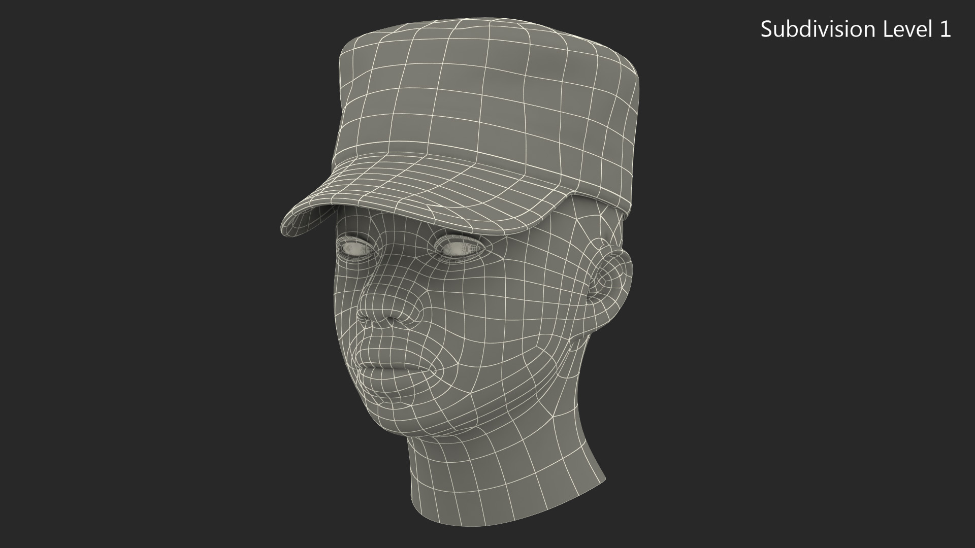 3D African American Female Soldier Head
