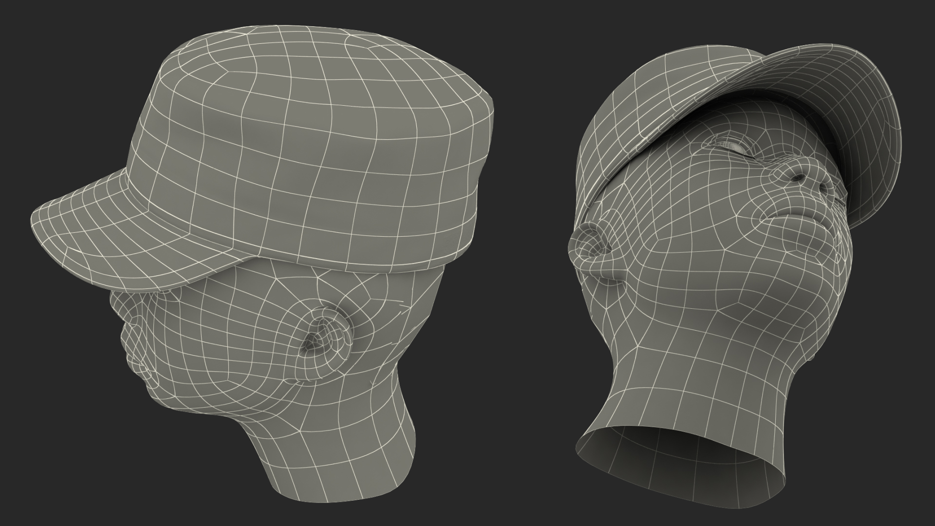 3D African American Female Soldier Head