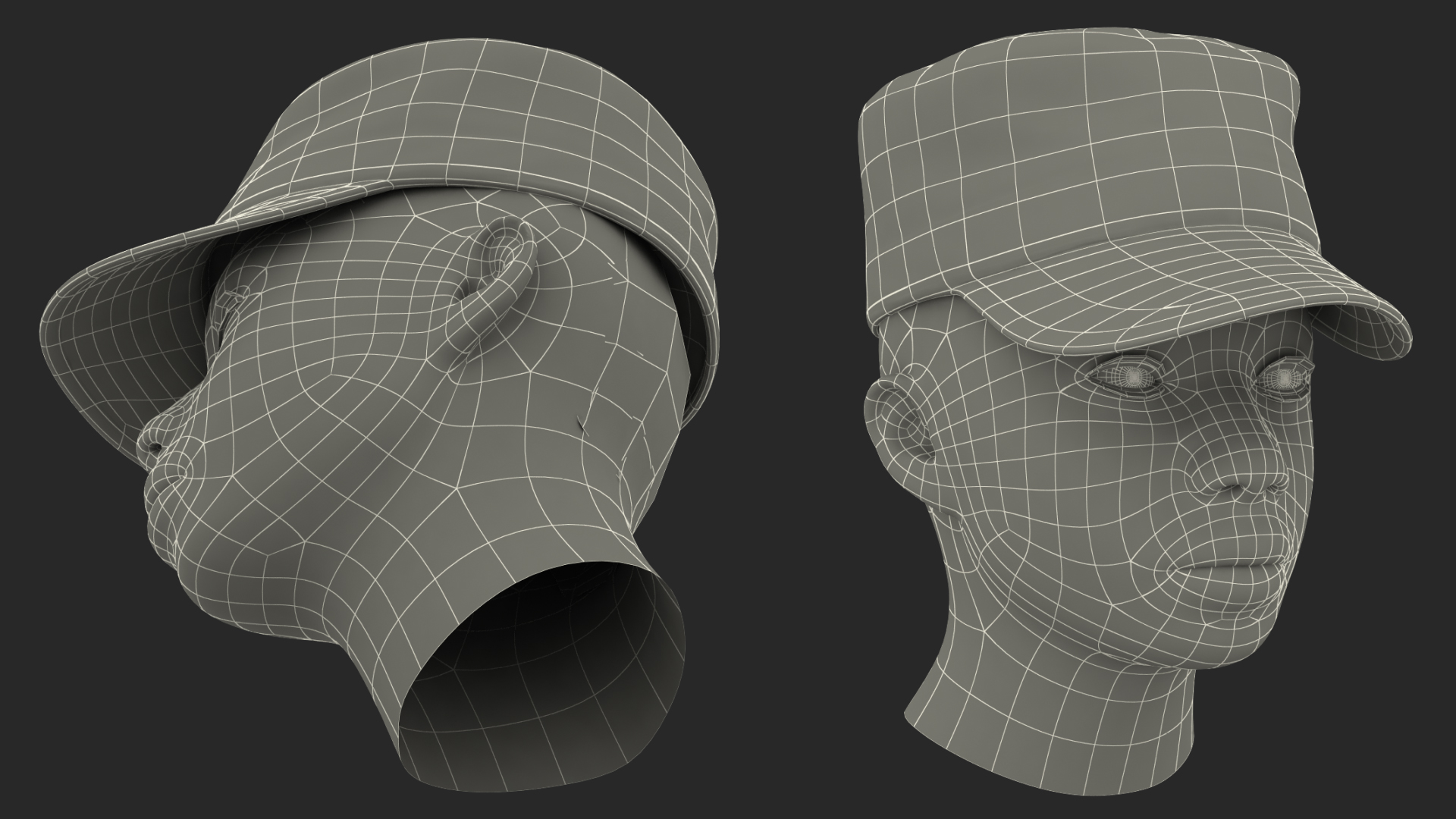 3D African American Female Soldier Head