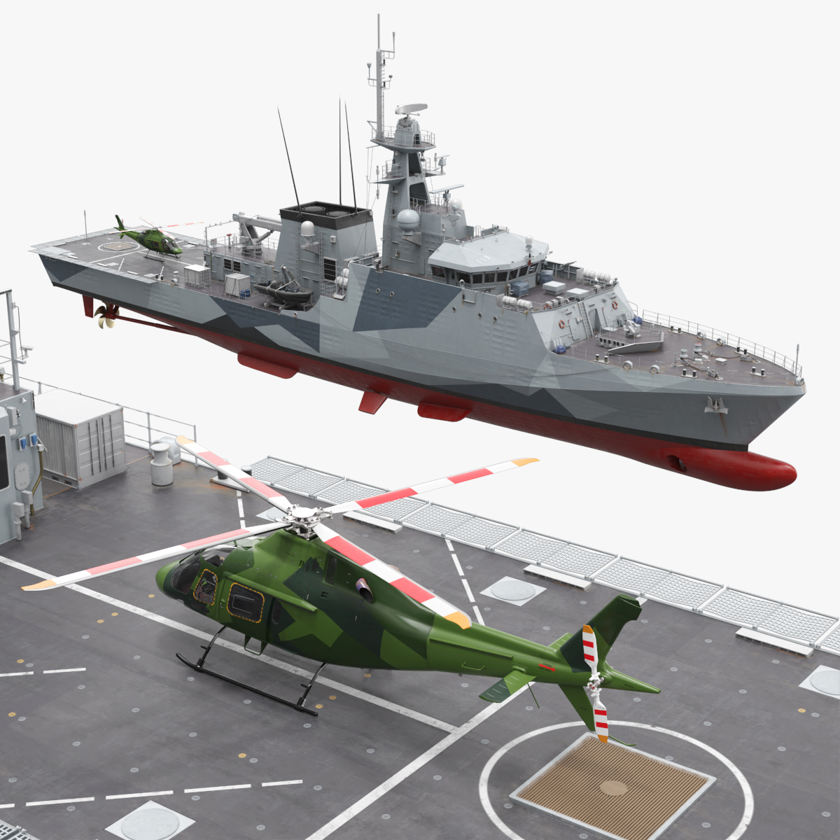 Naval Patrol Vessel with Flight Deck Helicopter
