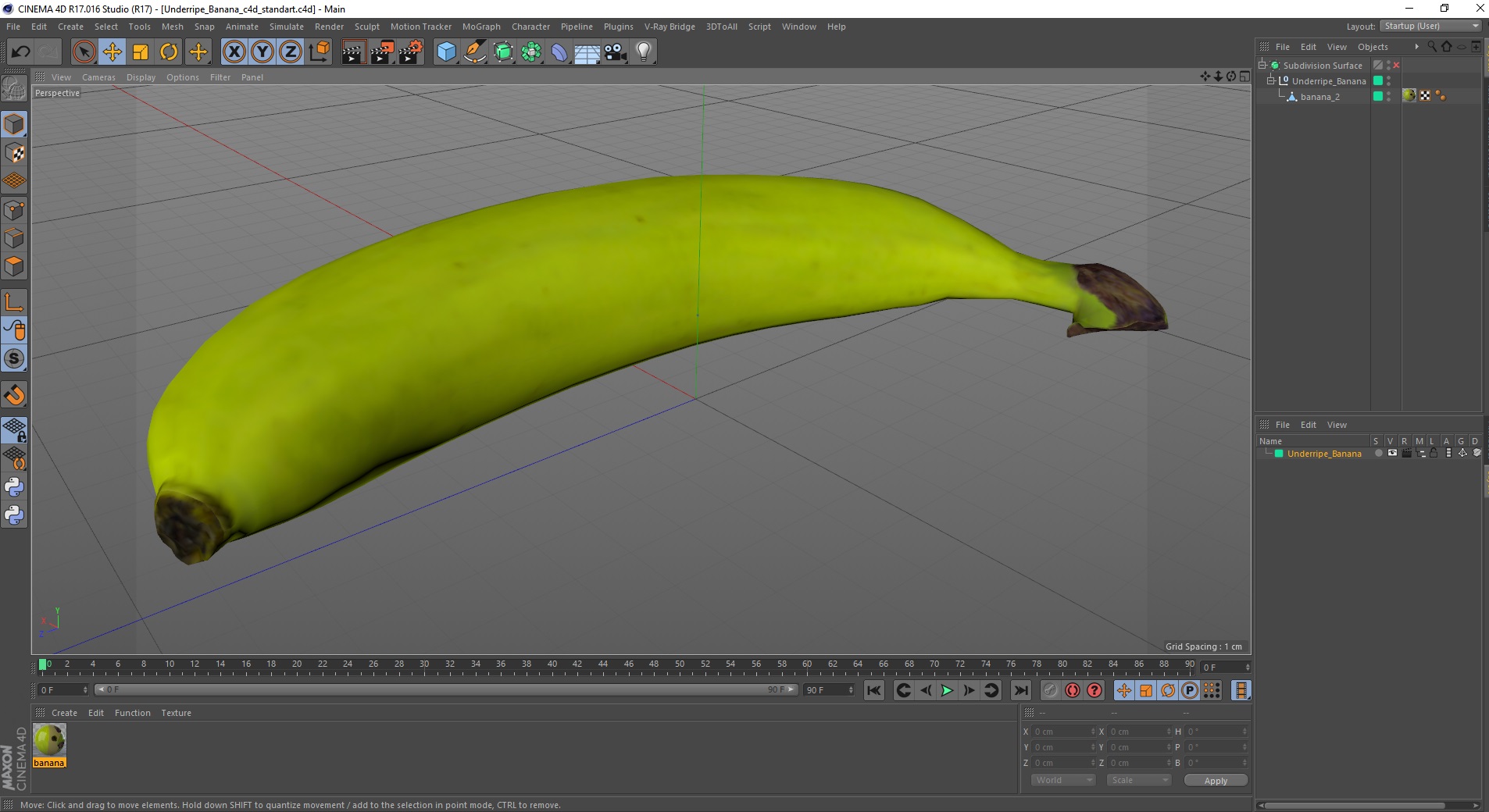 3D Underripe Banana