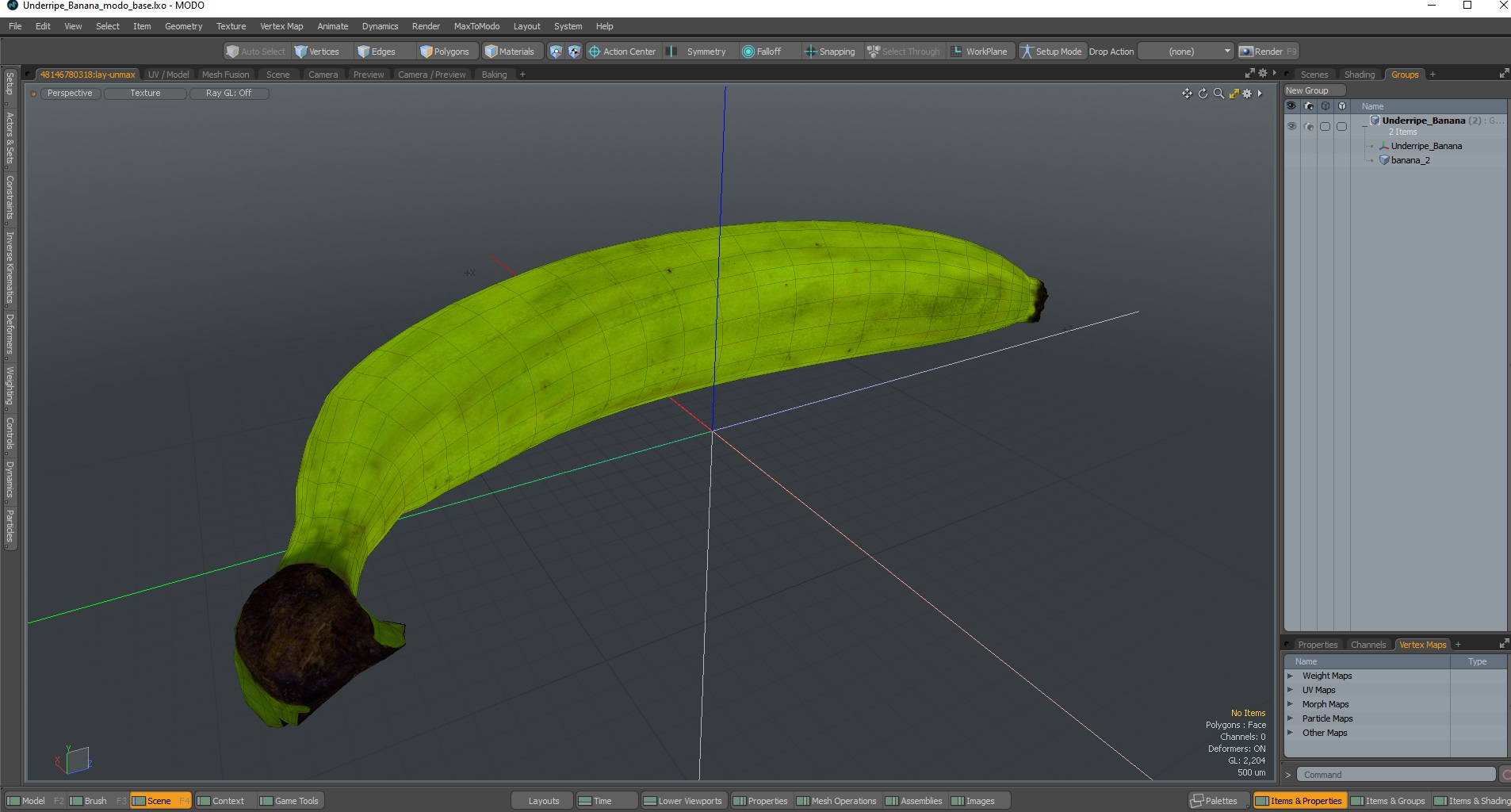 3D Underripe Banana