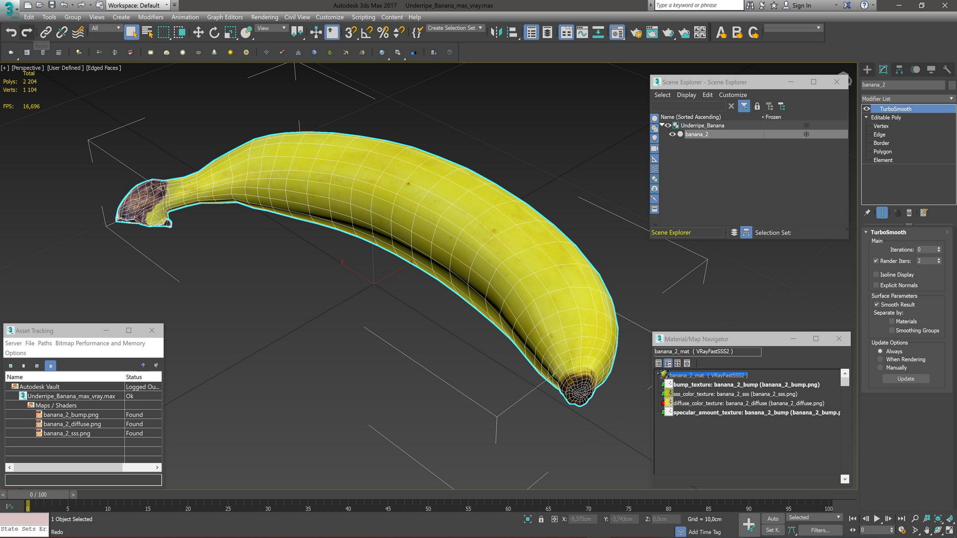 3D Underripe Banana