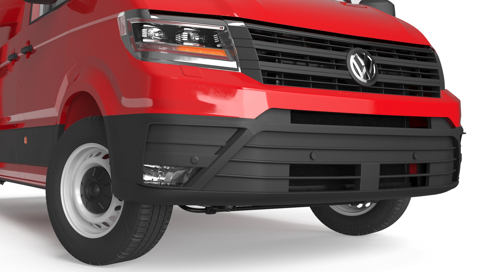 Volkswagen Crafter Van 2024 Red Color Rigged 3D model