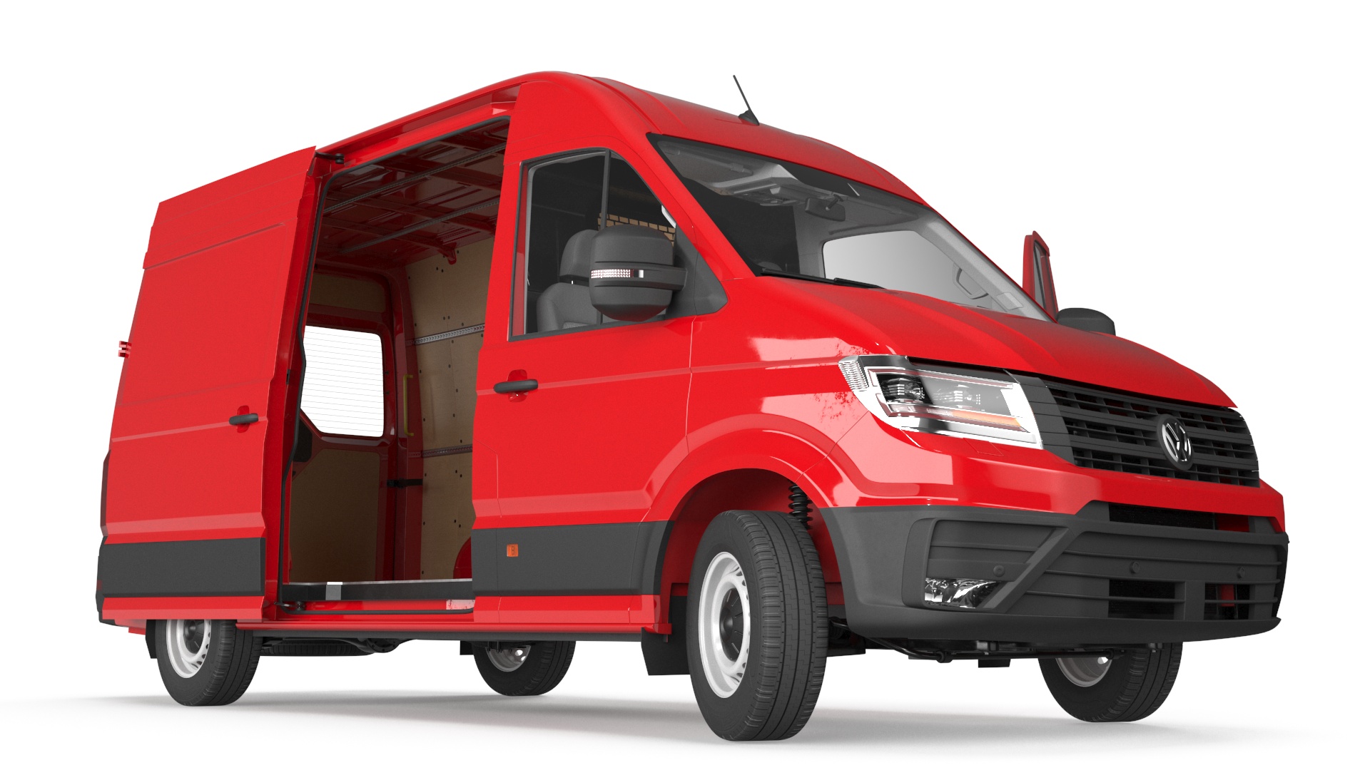 Volkswagen Crafter Van 2024 Red Color Rigged 3D model