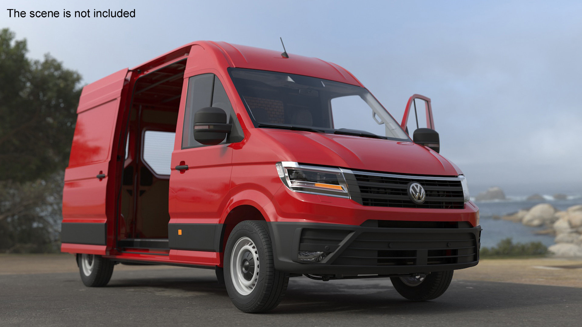 Volkswagen Crafter Van 2024 Red Color Rigged 3D model