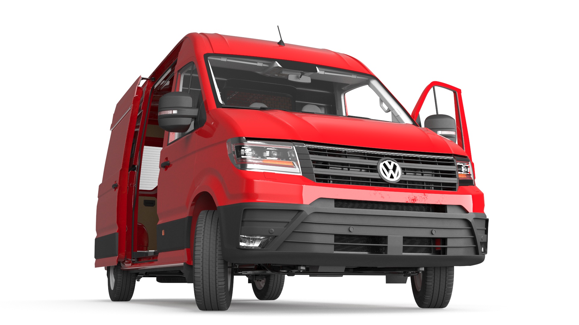 Volkswagen Crafter Van 2024 Red Color Rigged 3D model