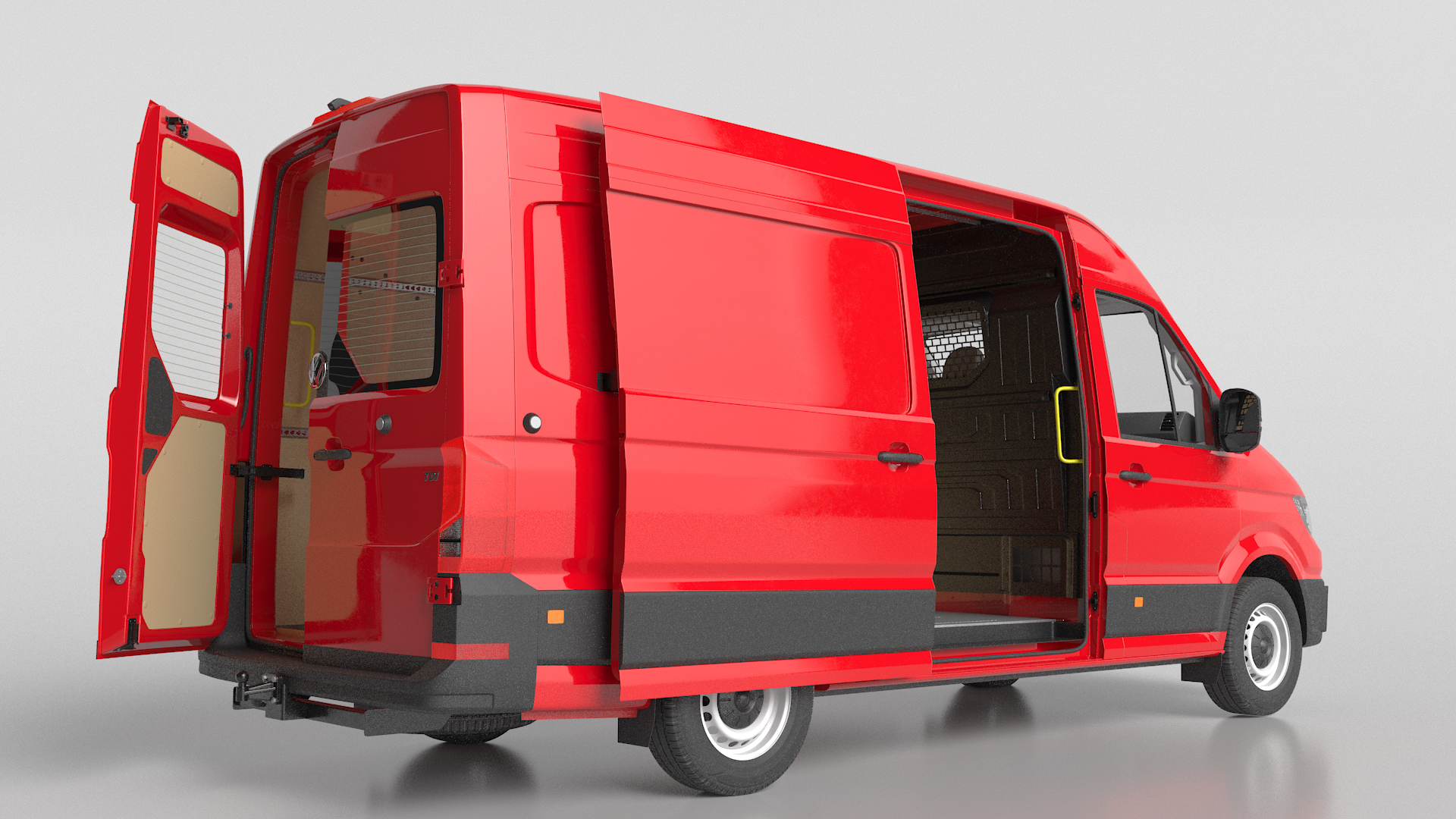 Volkswagen Crafter Van 2024 Red Color Rigged 3D model