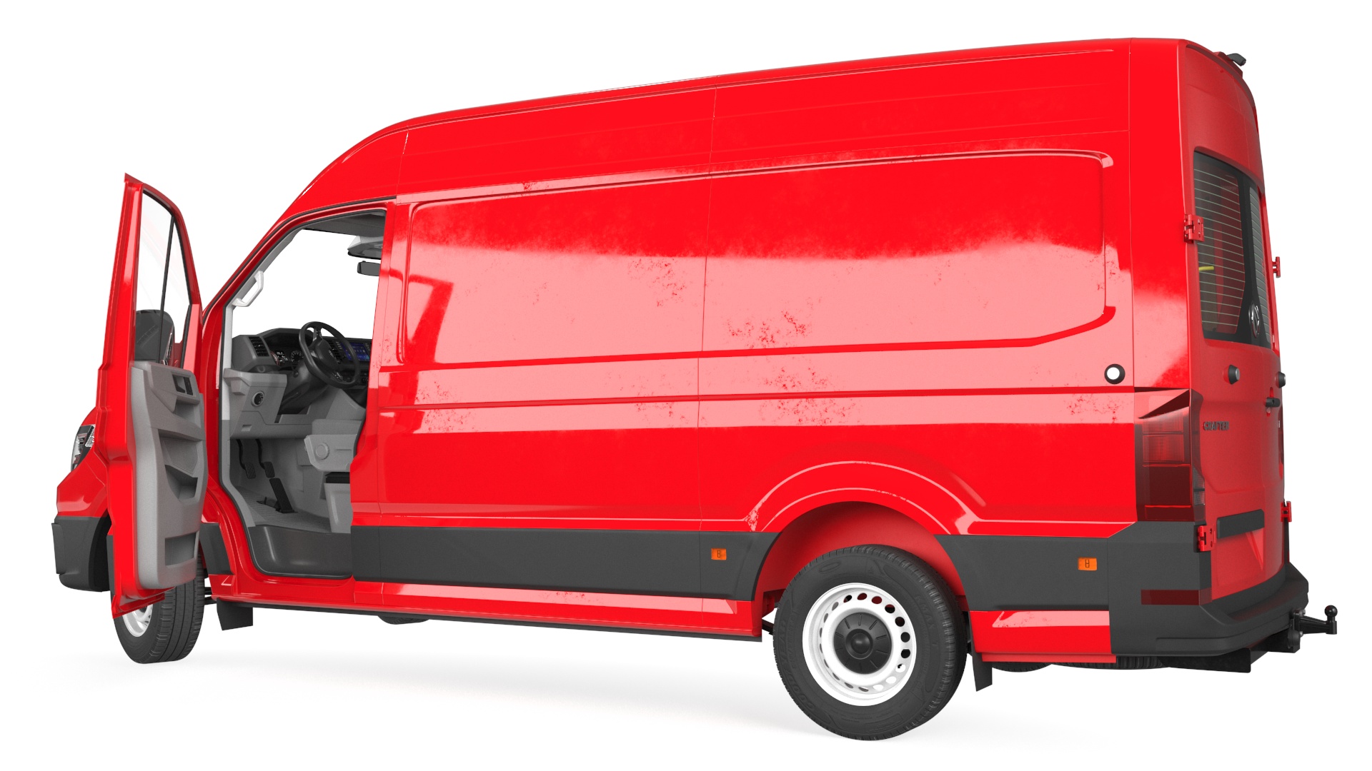 Volkswagen Crafter Van 2024 Red Color Rigged 3D model