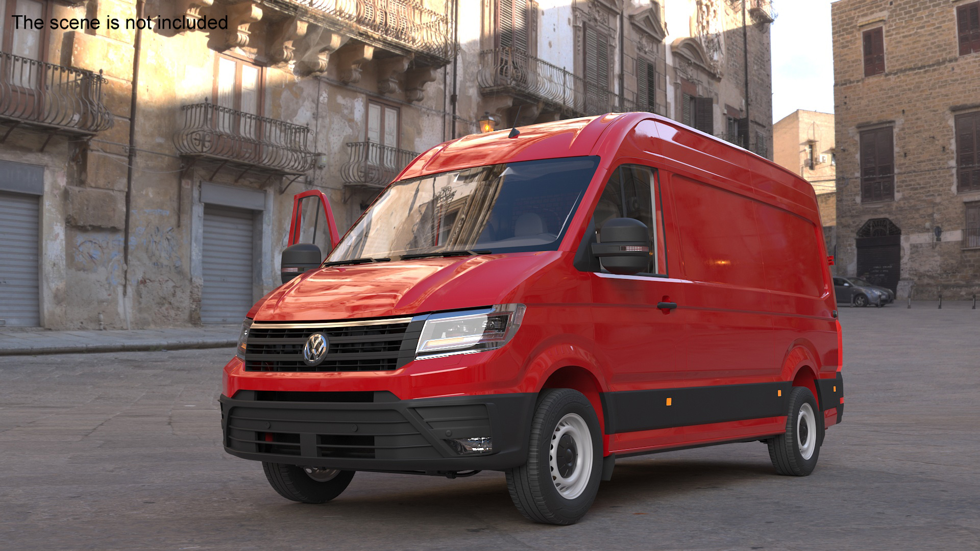 Volkswagen Crafter Van 2024 Red Color Rigged 3D model