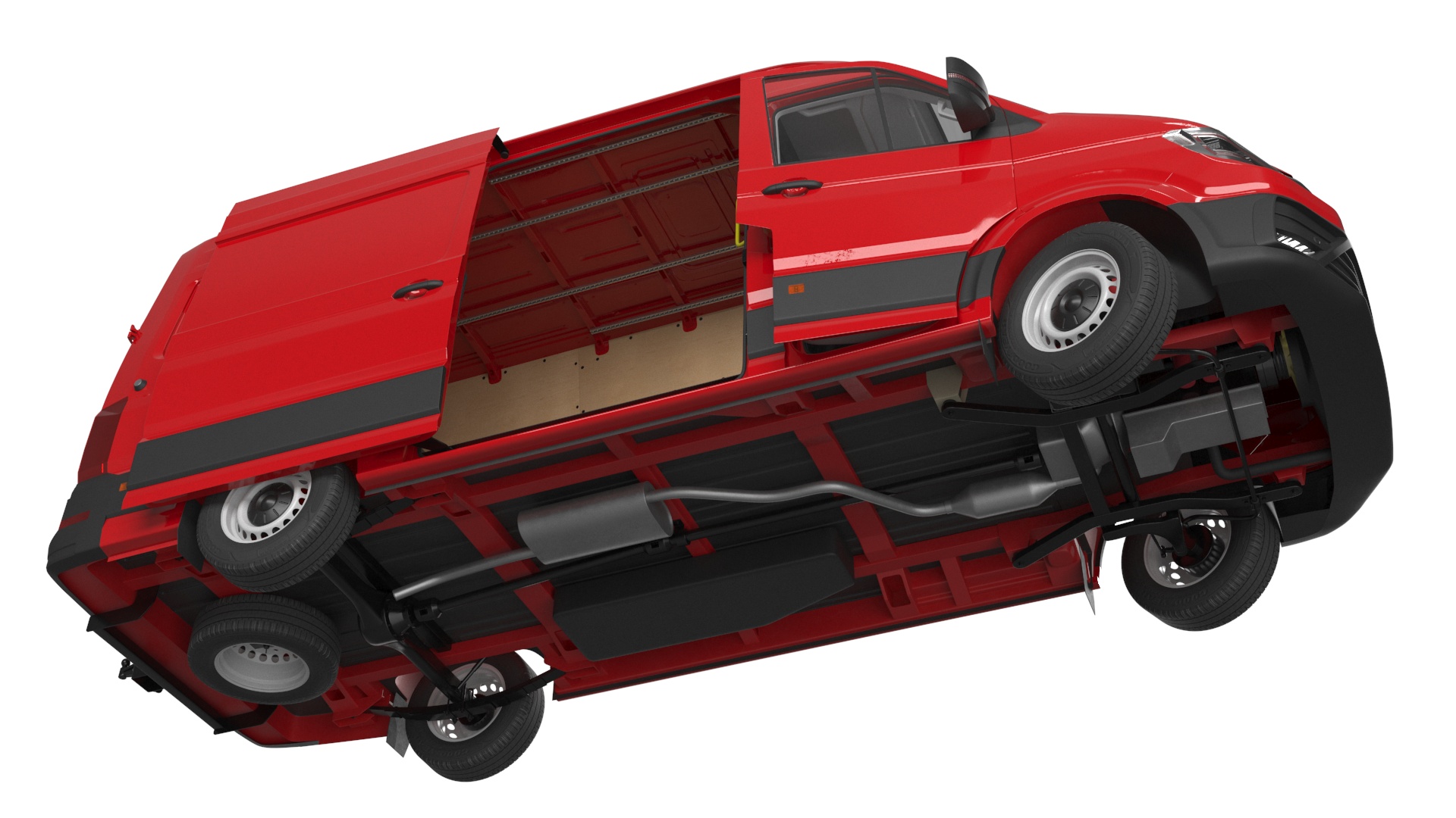 Volkswagen Crafter Van 2024 Red Color Rigged 3D model